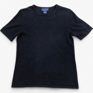 Charter Club Women's Black 2-Ply Cashmere Sweater Short Sleeve Size Small